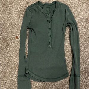 Aerie Forest Green Long Sleeve Henley Top